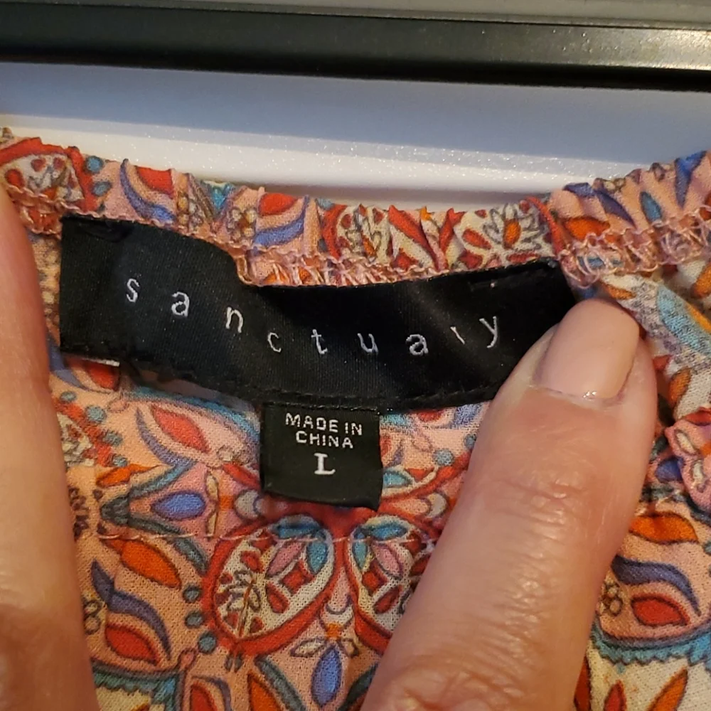 NEW SANCTUARY Julia Print Crop Peasant Top Large - Picture 9 of 10